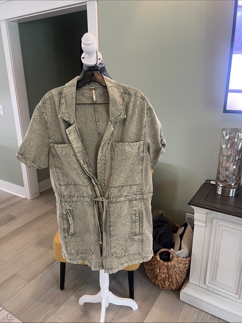 Free People Heather Gray Washed Denim short jumper